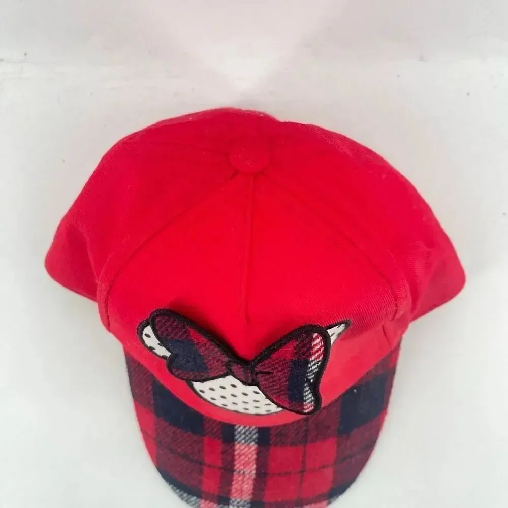 Disney Junior Minnie Mouse Red Plaid Polka Dot Toddler Baseball Cap, One Size